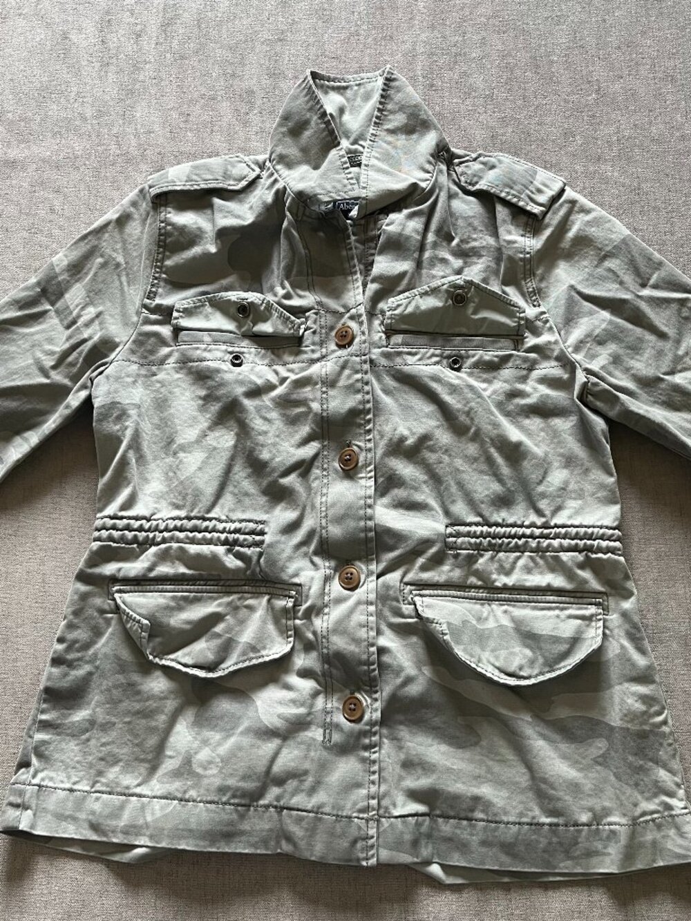 Abercrombie & Fitch Jacket Women M Gray Camo Utility Military Button Pockets